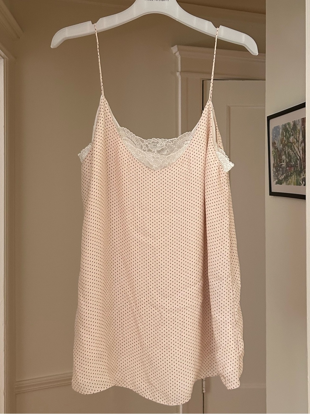 Massimo Dutti Blush Pink Polka Dot Lace-Trim Slip